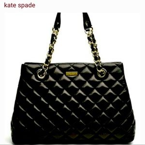 Kate Spade Black Leather Quilted Gold Chain Handbag